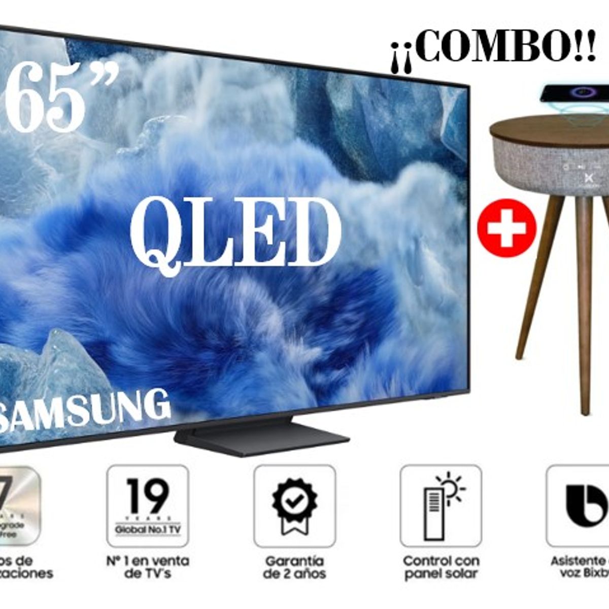 SAMSUNG - Televisor Samsung 65 QLED Smart UHD 4K Vision Ai 65Q8F+Mesa Decorativa Kuzler