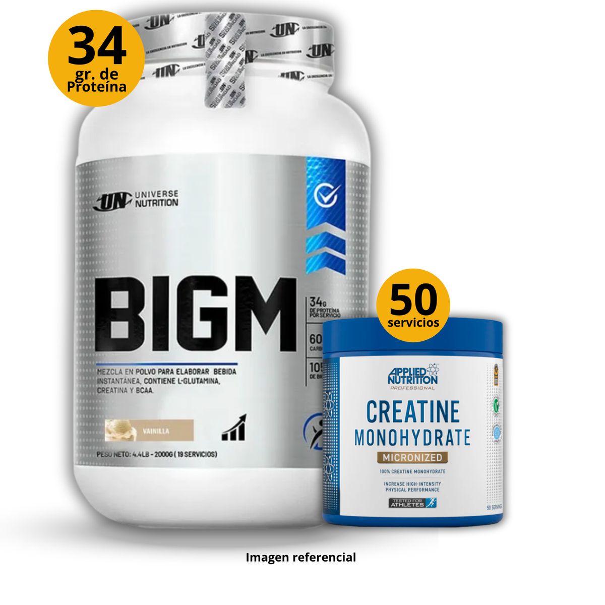 UNIVERSE NUTRITION - Proteína Big M de 2kg Vainilla + Creatina Applied Nutrition de 250gr