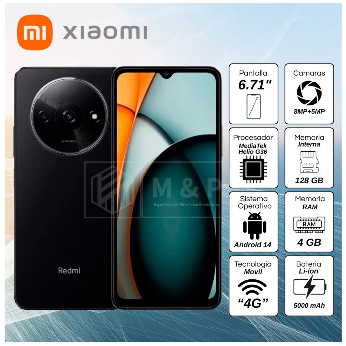 XIAOMI - Celular Xiaomi Redmi A3x 4GB RAM 128GB 6.71"  Pulg. HD - Negro