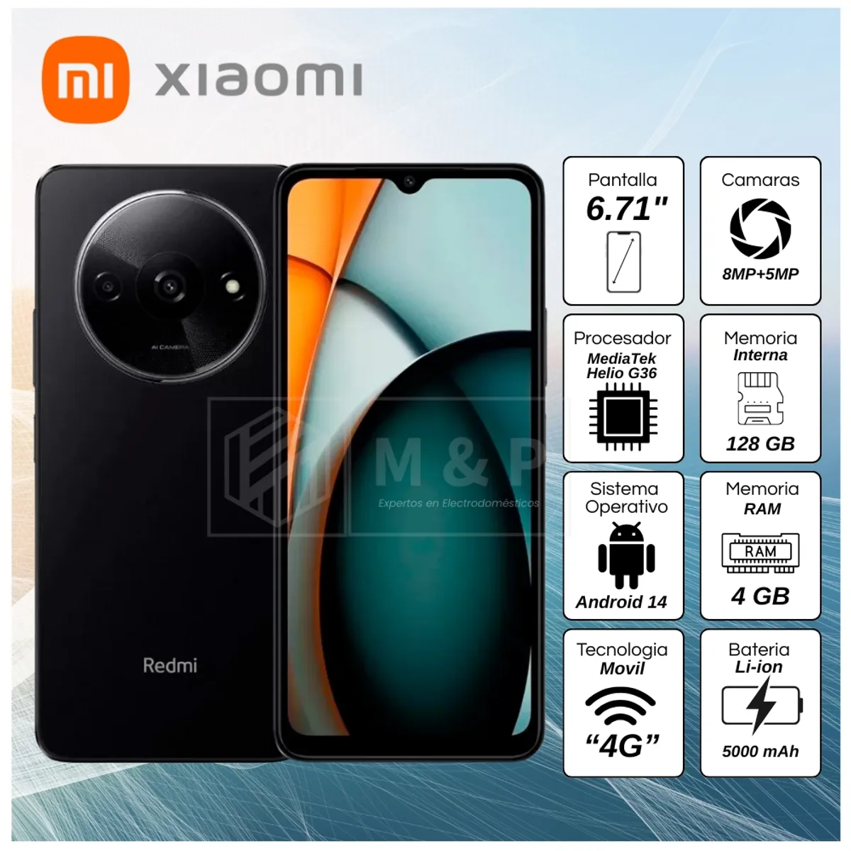 XIAOMI - Celular Xiaomi Redmi A3x 4GB RAM 128GB 6.71"  Pulg. HD - Negro