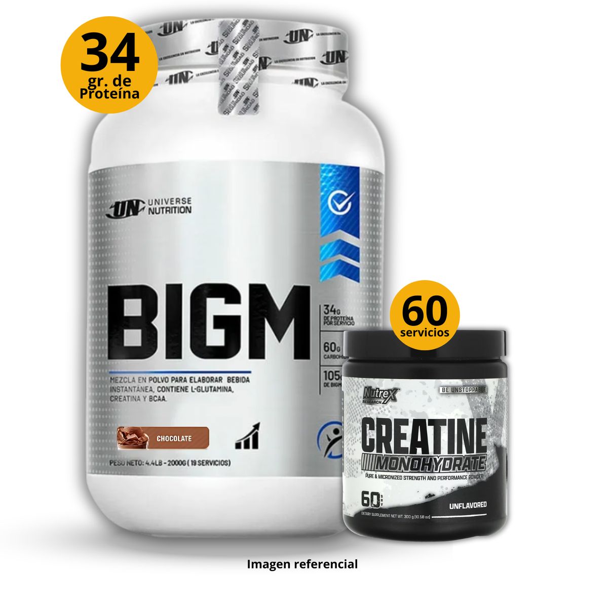 UNIVERSE NUTRITION - Proteína Big M de 2kg Chocolate + Creatina Nutrex de 300gr