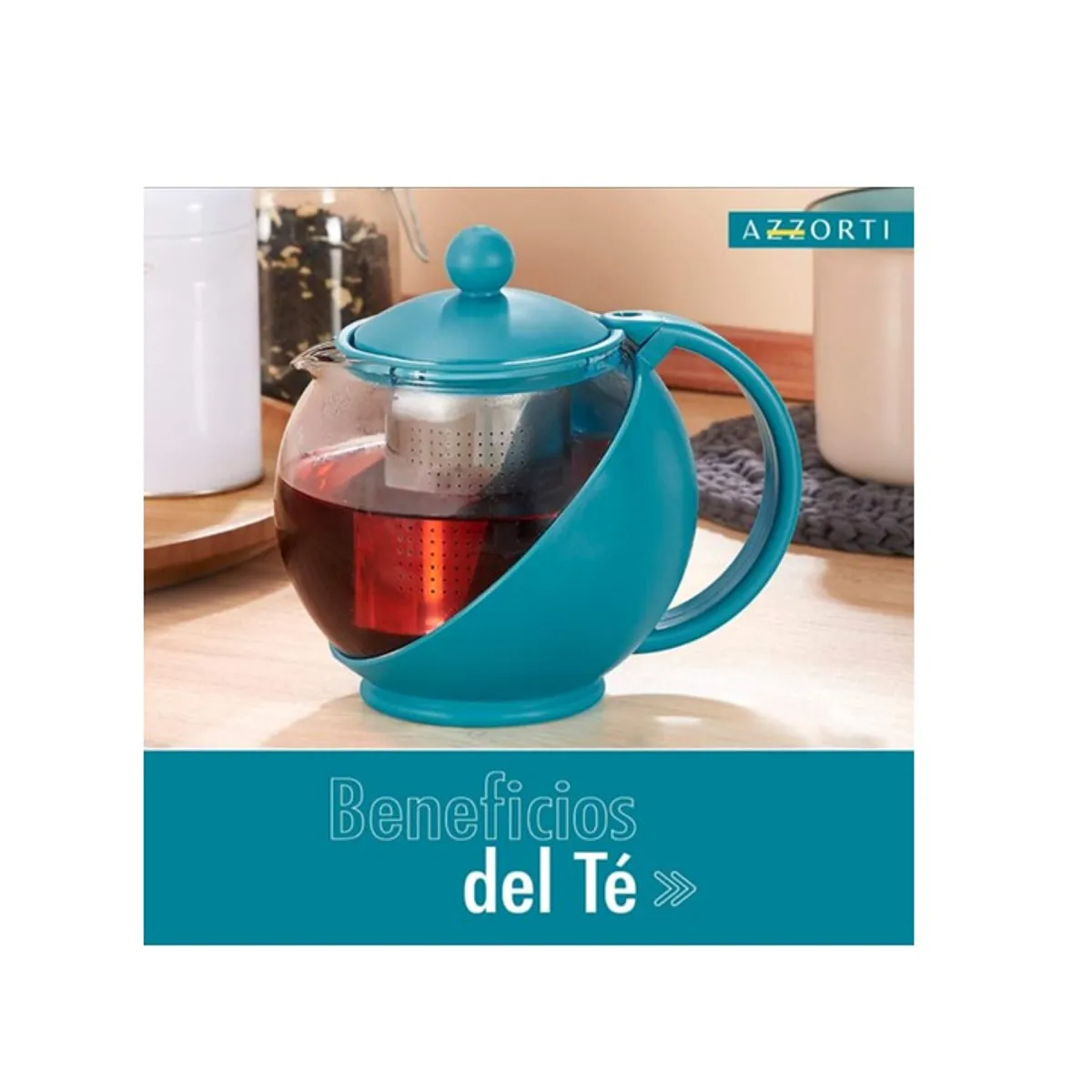AZZORTI - Tetera infusora con filtro inoxidable para te y hierbas, capacidad 750 ml