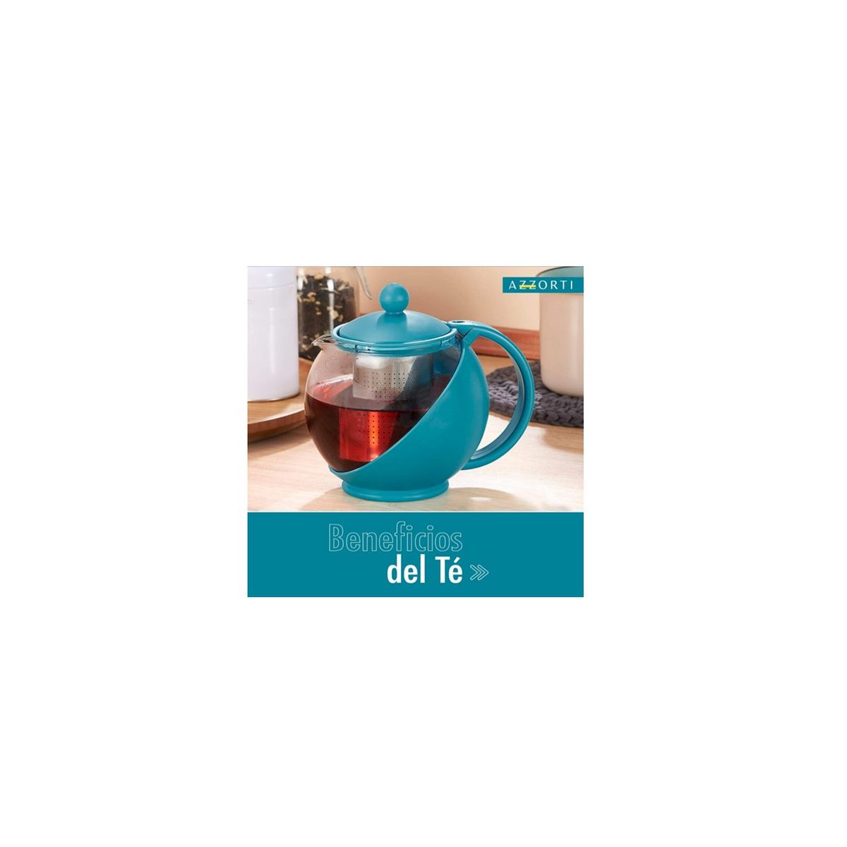 AZZORTI - Tetera infusora con filtro inoxidable para te y hierbas, capacidad 750 ml