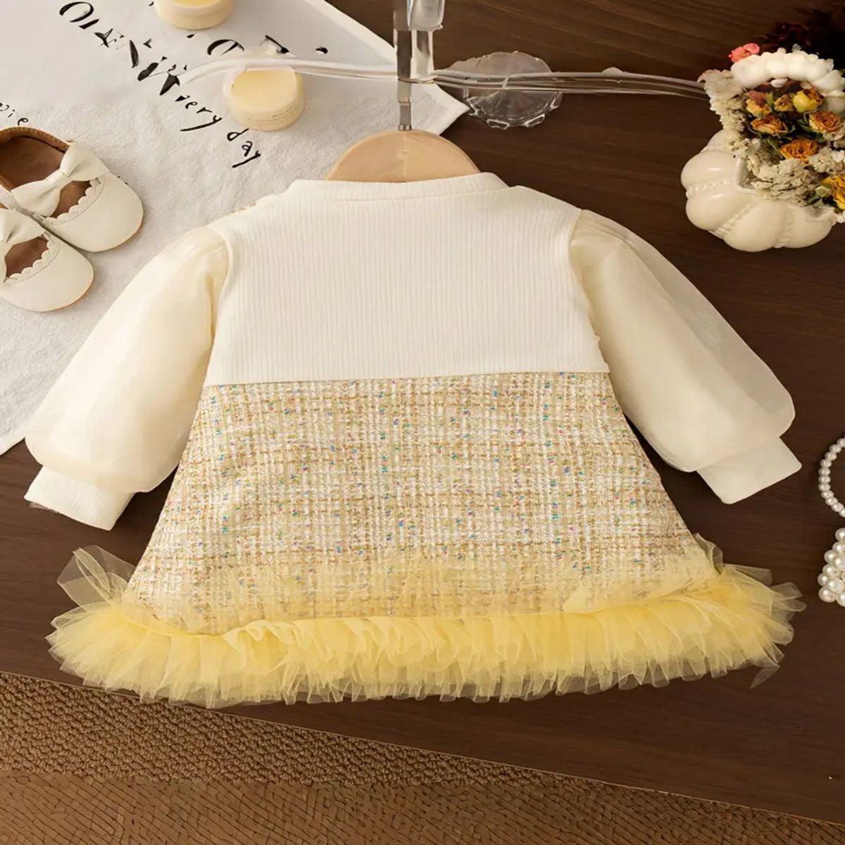 GENERICO - VESTIDO PARA NIÑA AMARILLO  DE AÑO NUEVO