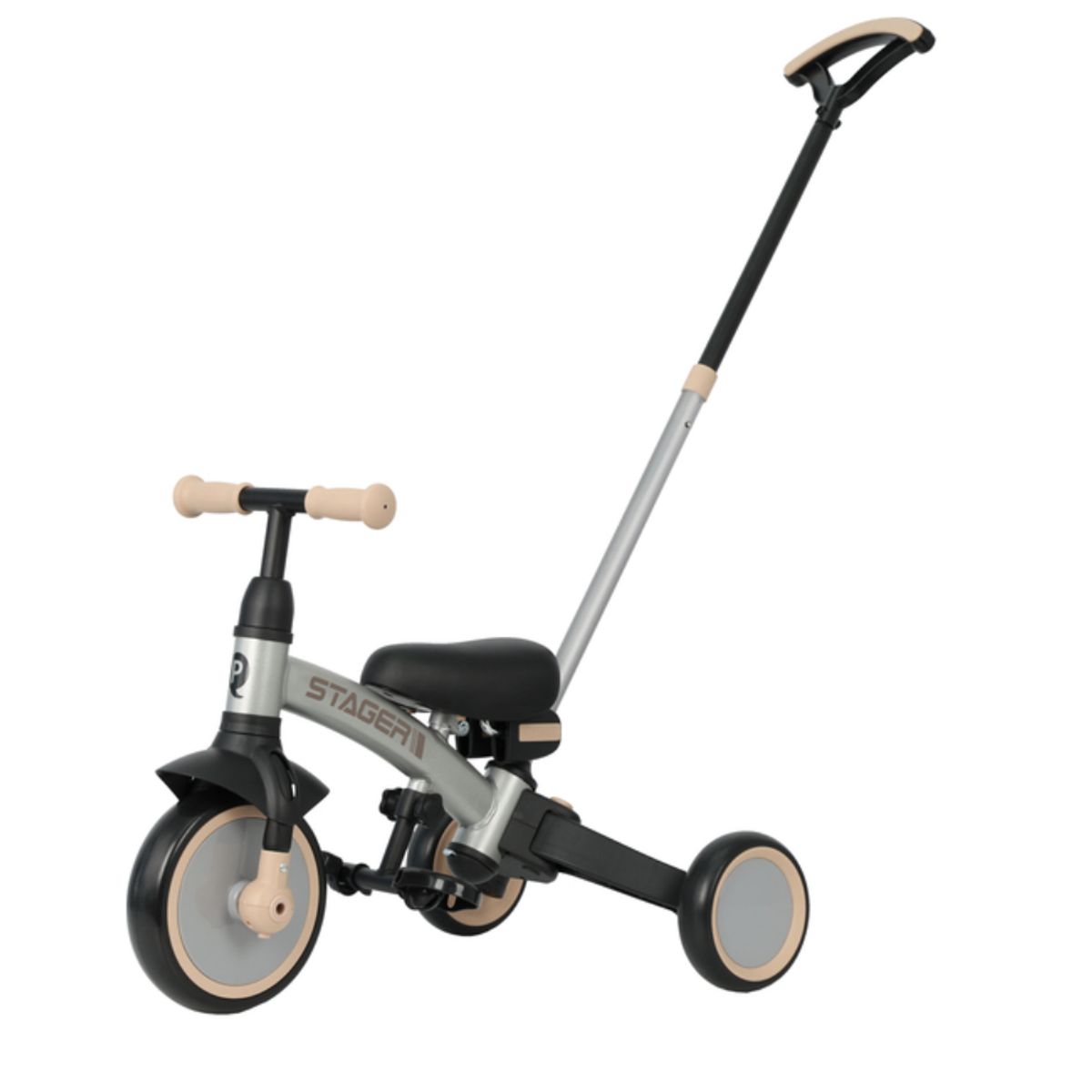 QPLAY - Triciclo Plegable Stager 3 En 1 Plateado