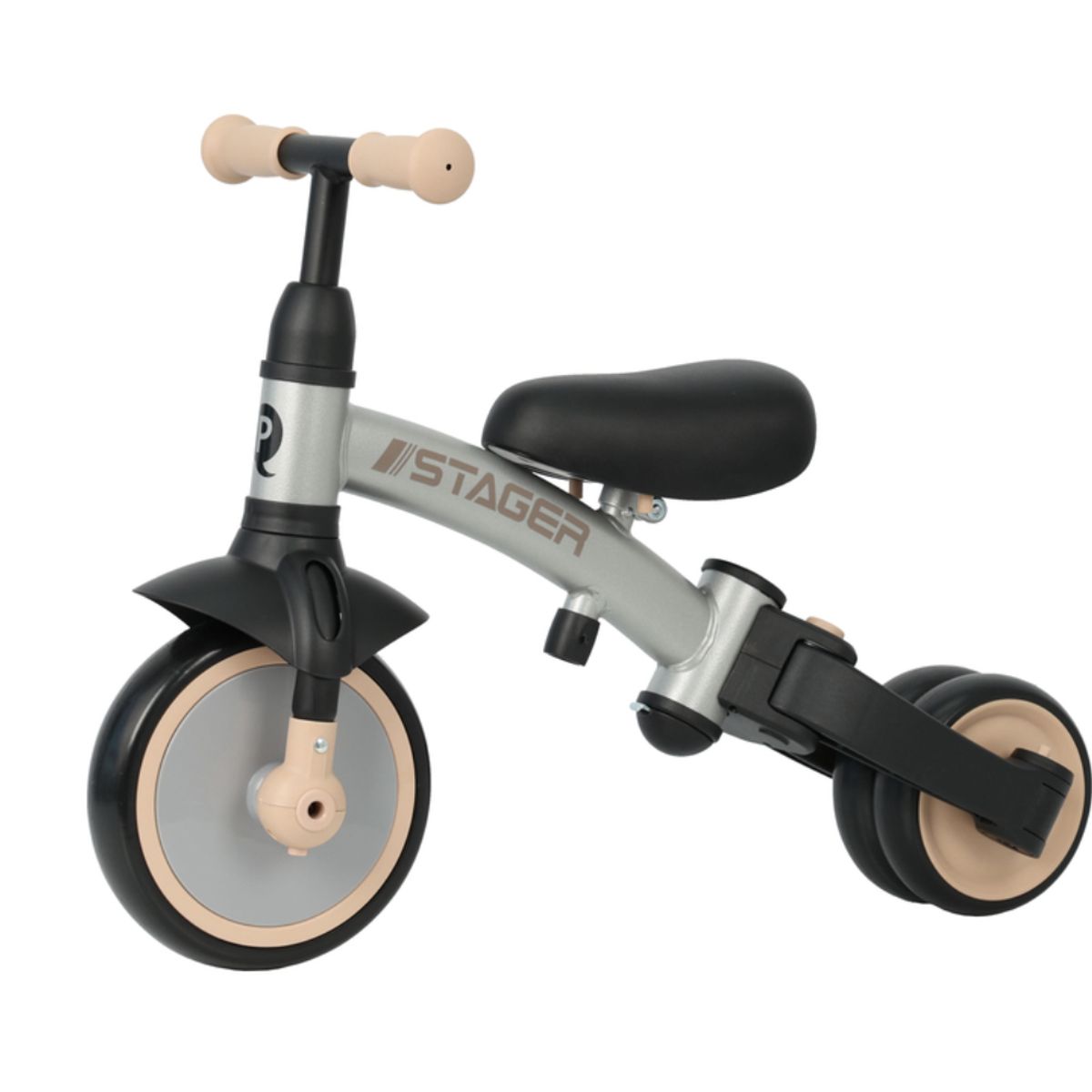 QPLAY - Triciclo Plegable Stager 3 En 1 Plateado