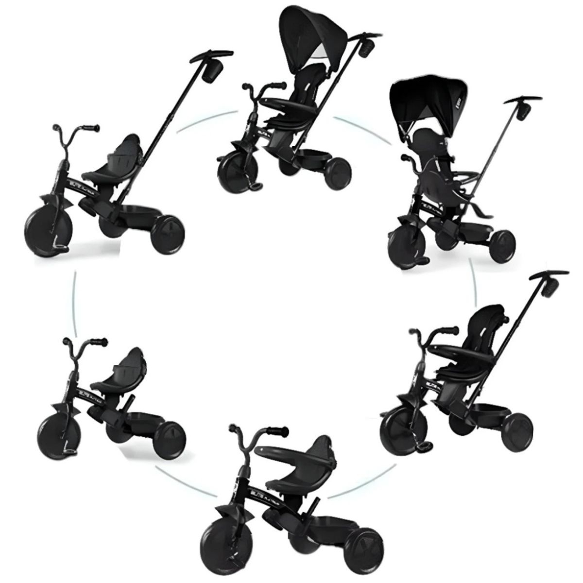 QPLAY - Triciclo Convertible Platinum Negro Qplay