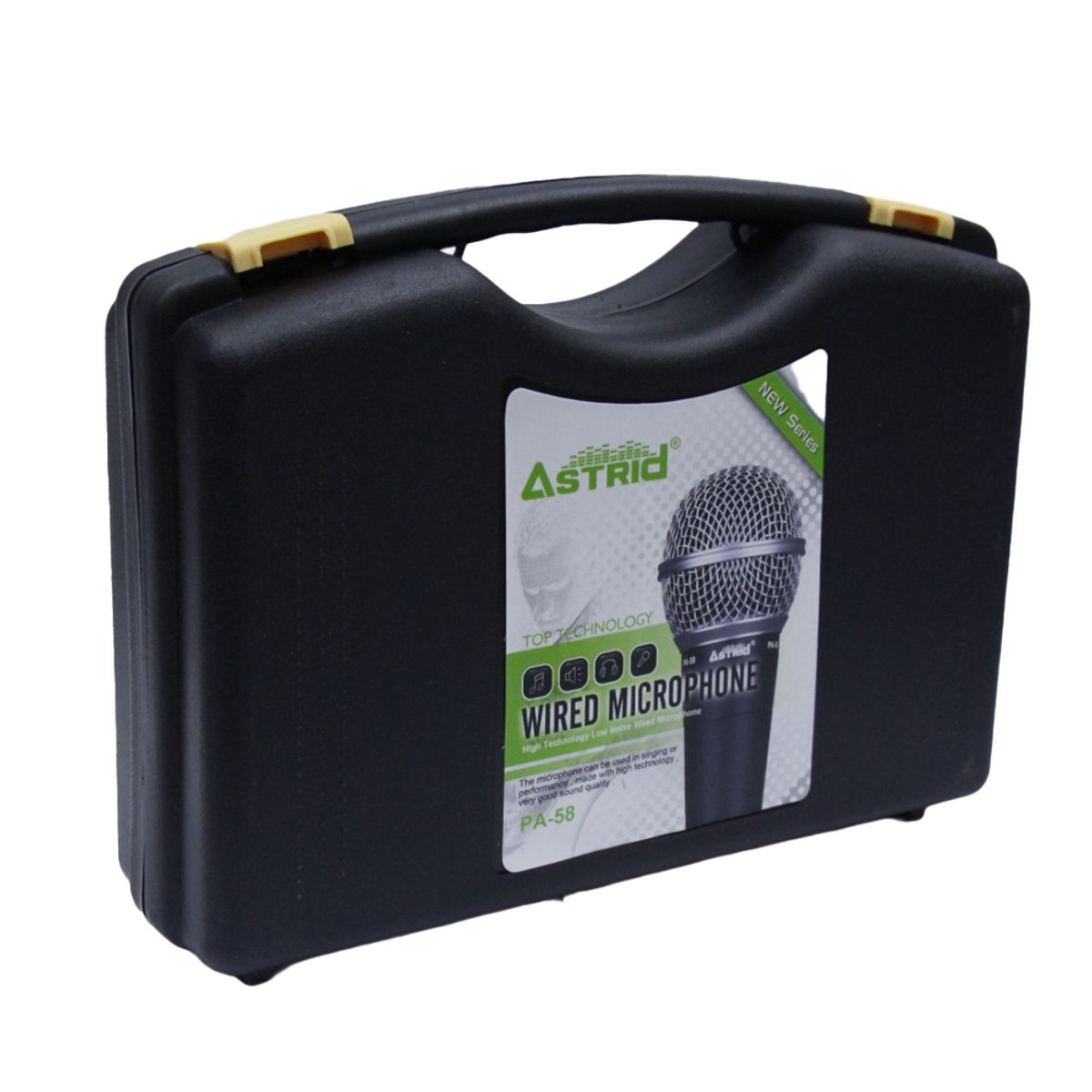 ASTRID - 2 Micrófonos Alámbrico Profesional PA-58 DUO Astrid Metálico Dinámico Unidireccional maletin