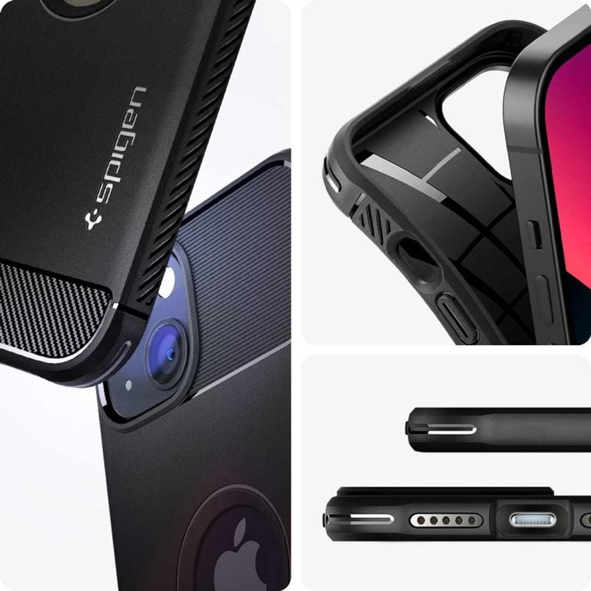 SPIGEN - Case iPhone 13 Spigen Rugged Armor Negro