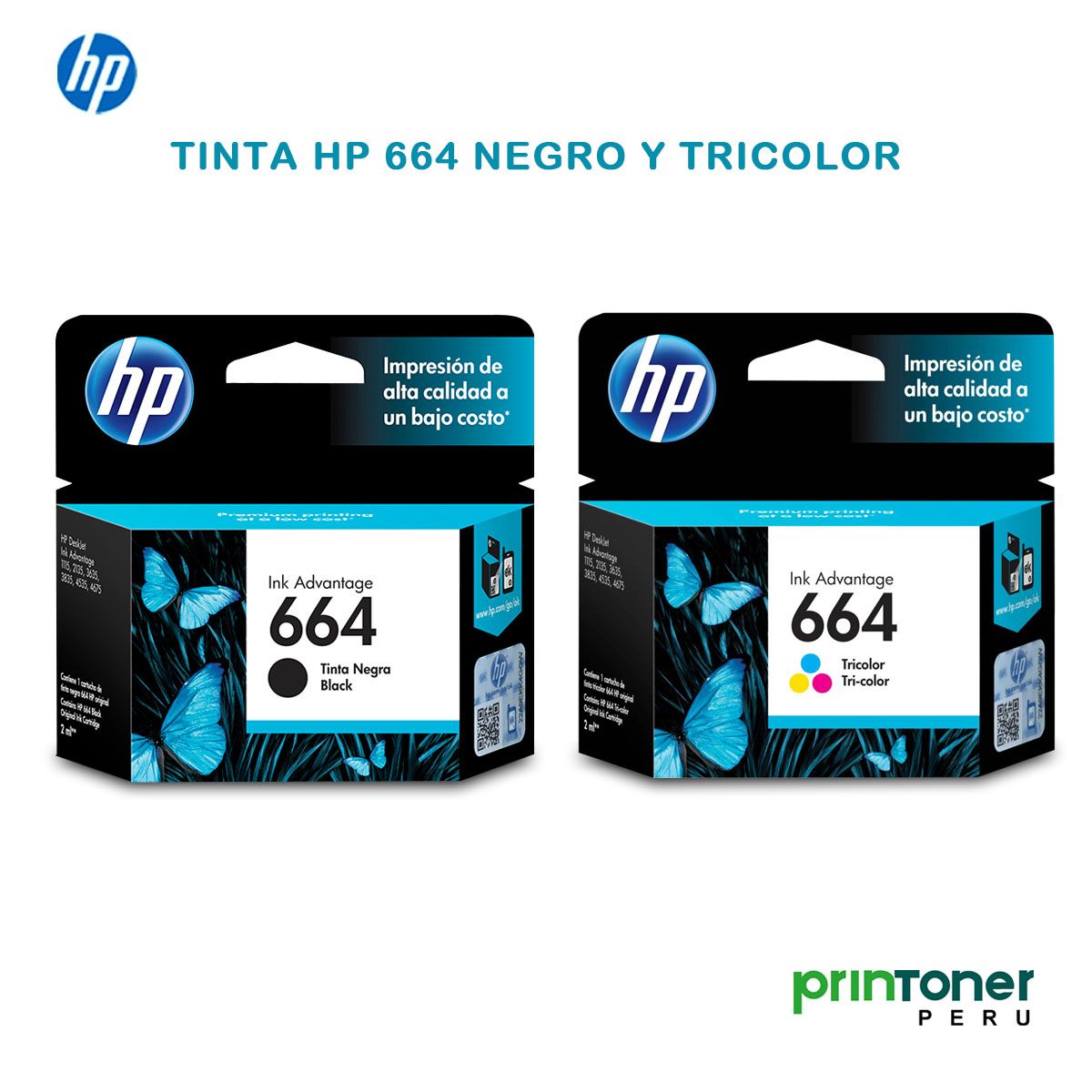 HP - Juego de Tinta HP 664 Negro y Tricolor Original F6V28AL F6V29AL para Impresoras HP DeskJet