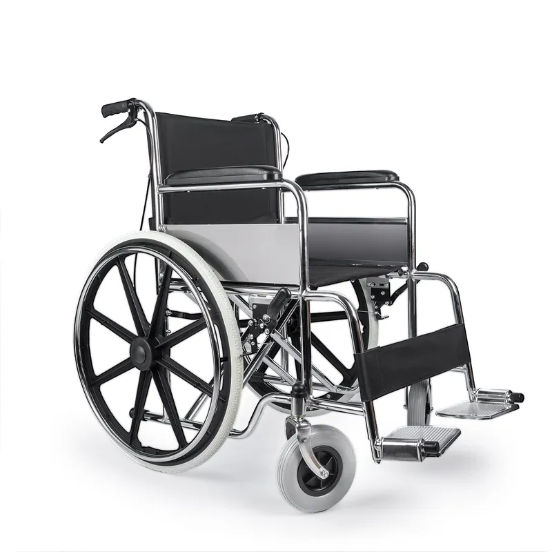 GENERICO - Silla de Ruedas Plegable con Marco de Acero Cromado