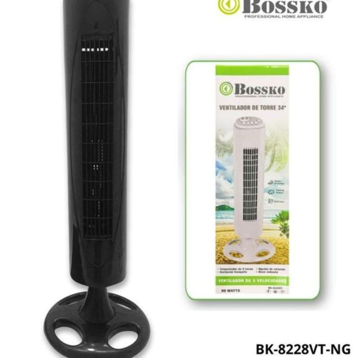 BOSSKO - VENTILADORES DE TORRE BOSSKO BK-8228VT - BLANCO-NEGRO