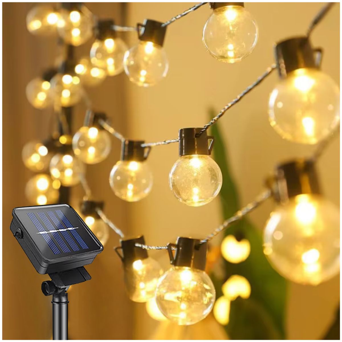 INSPIRA MARKET - Guirnalda Navidad 5 M con Panel Solar 10 Focos