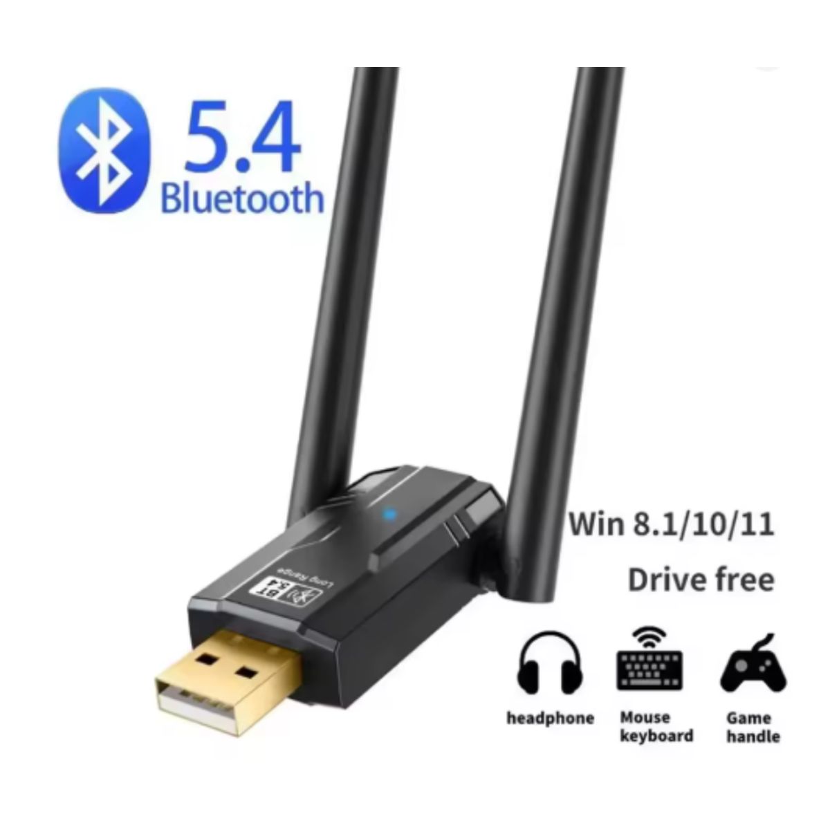 GENERICO - Adaptador Bluetooth 5.4 Para Pc Laptop Usb con Antena 150m