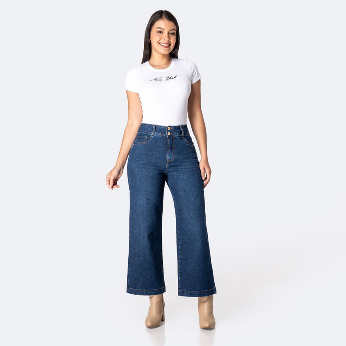 PIONIER - Pantalón Jean Culotte Denim Stretch Mujer Pionier Izelah