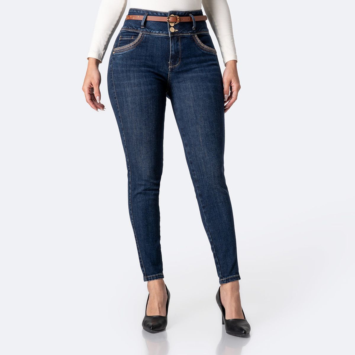 PIONIER - Pantalón Jean Pitillo Denim Stretch Mujer Pionier Riselda
