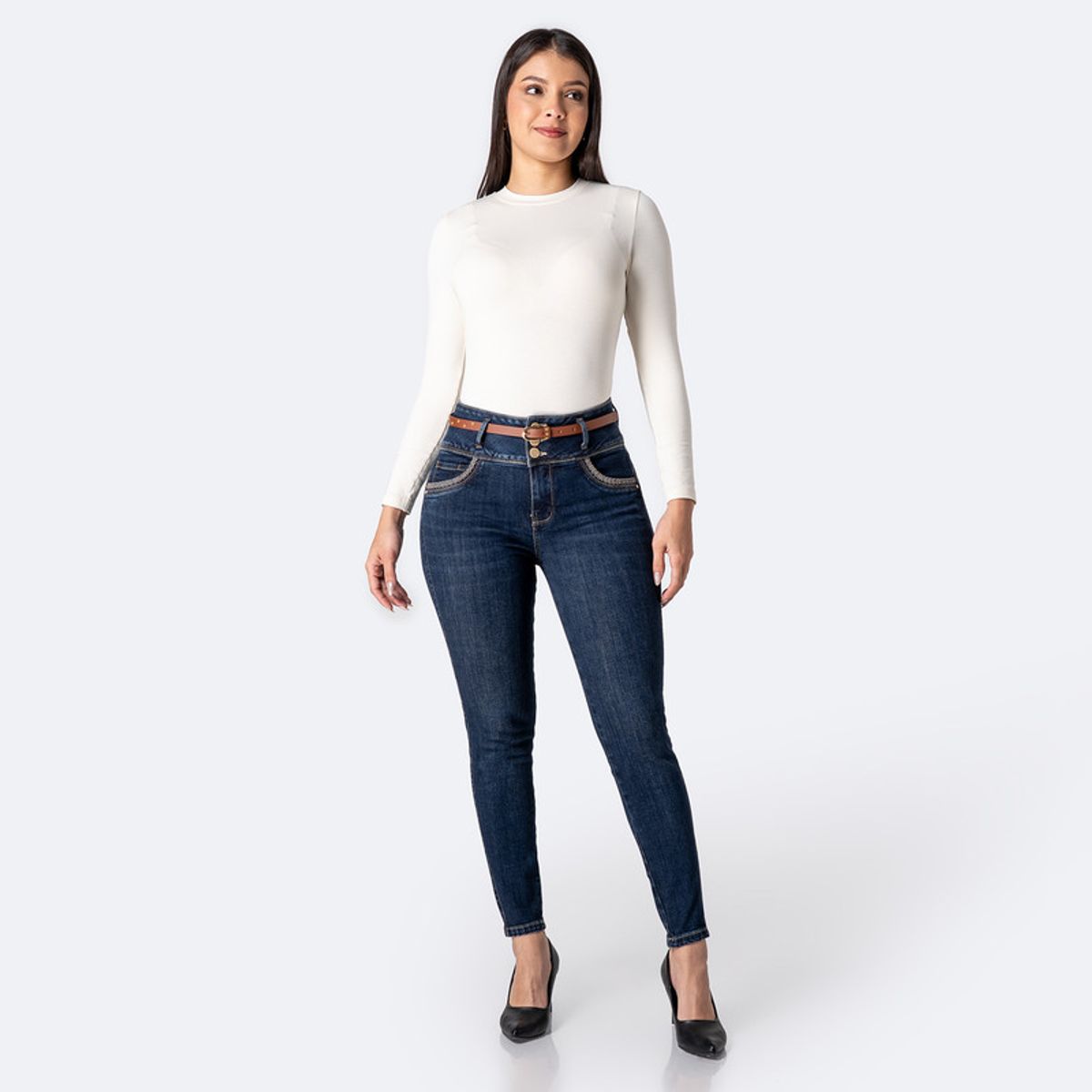 PIONIER - Pantalón Jean Pitillo Denim Stretch Mujer Pionier Riselda