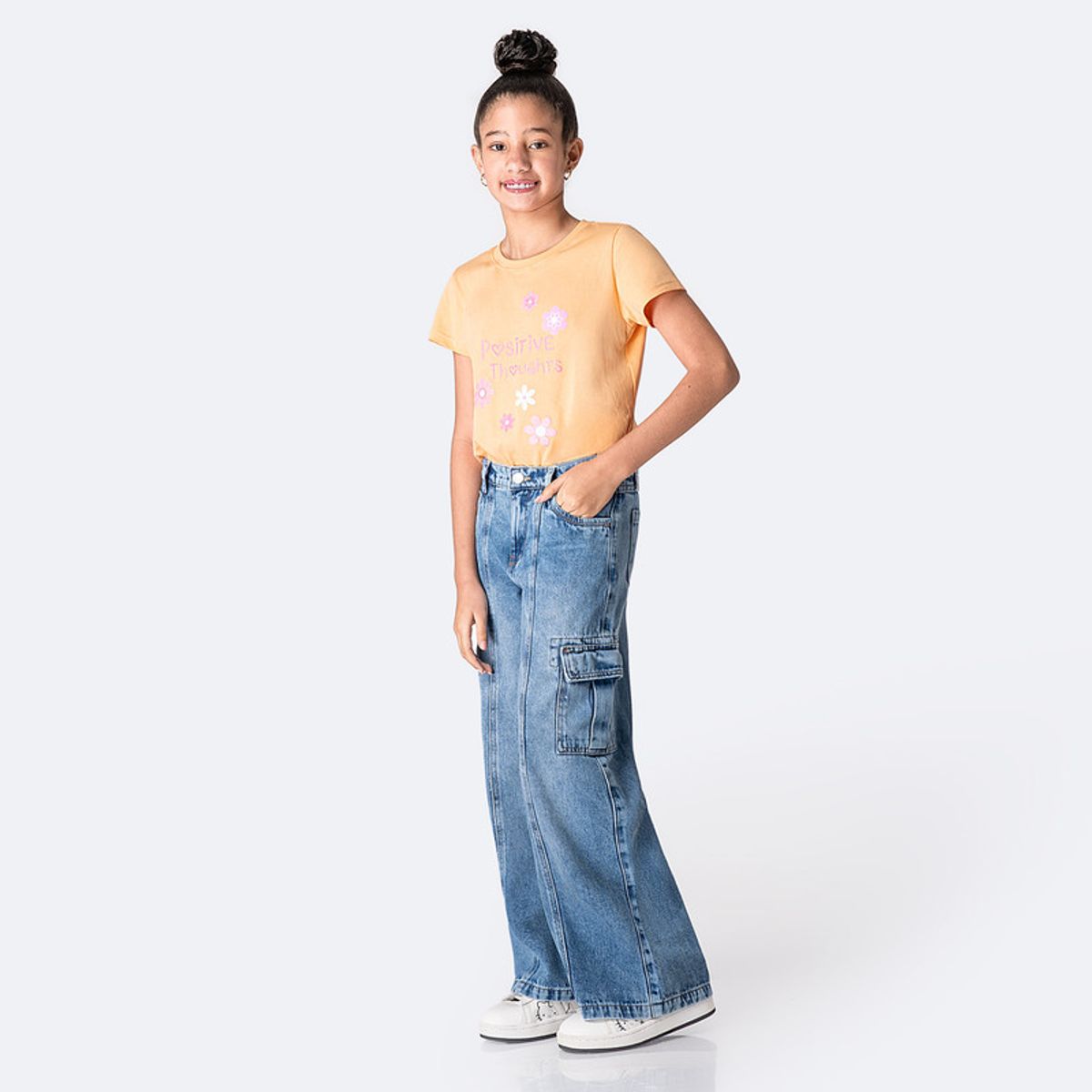 PIONIER - Pantalon Cargo Denim Rosmerih Niña