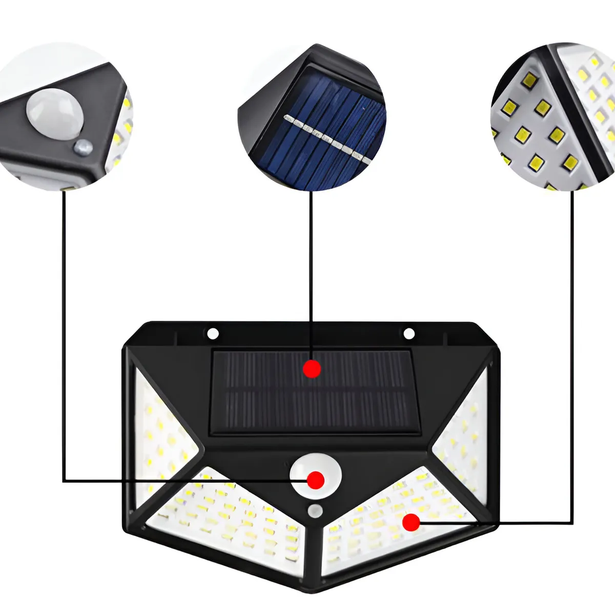 GENERICO - Lampara Led Solar Con Sensor De Movimiento Luz Recargable