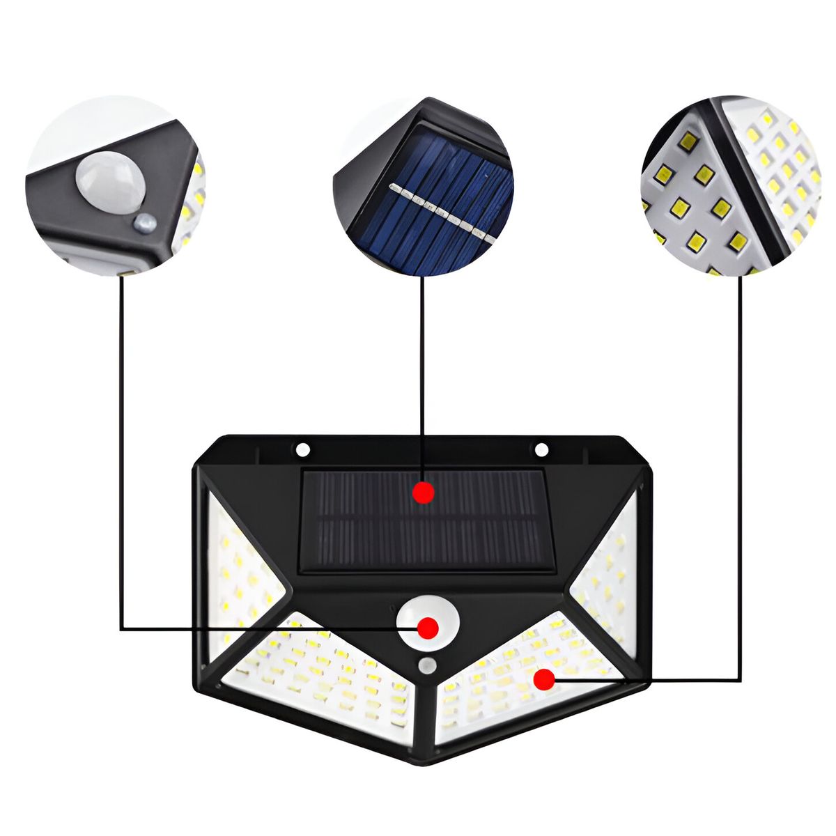 GENERICO - Lampara Led Solar Con Sensor De Movimiento Luz Recargable