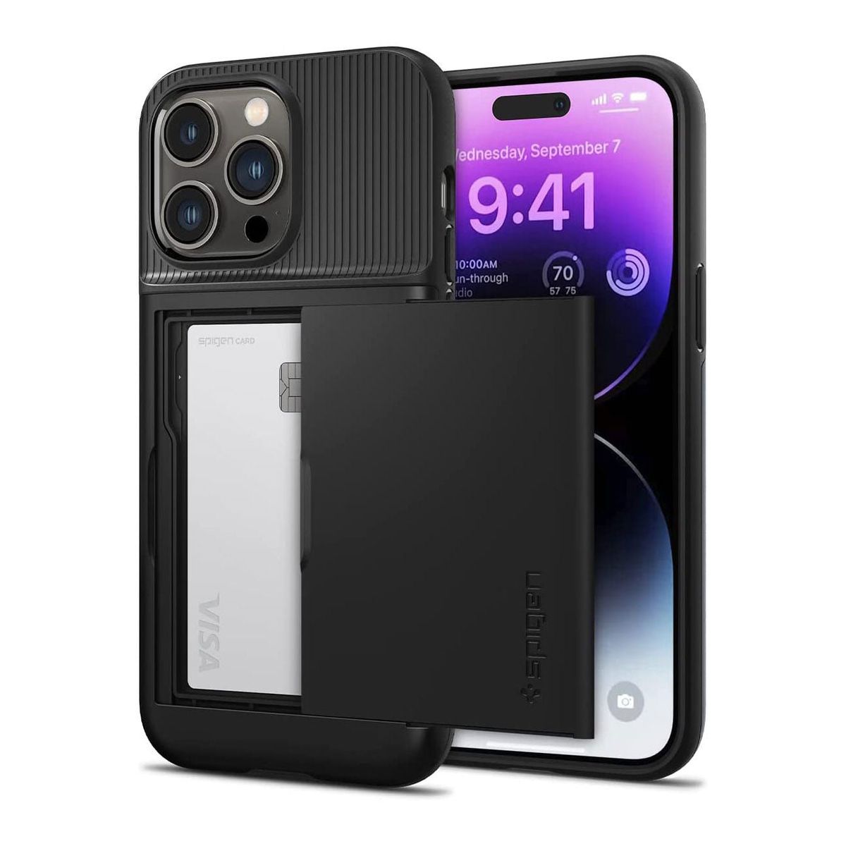SPIGEN - Case Tarjetero iPhone 14 Pro Max Spigen Slim Armor Negro