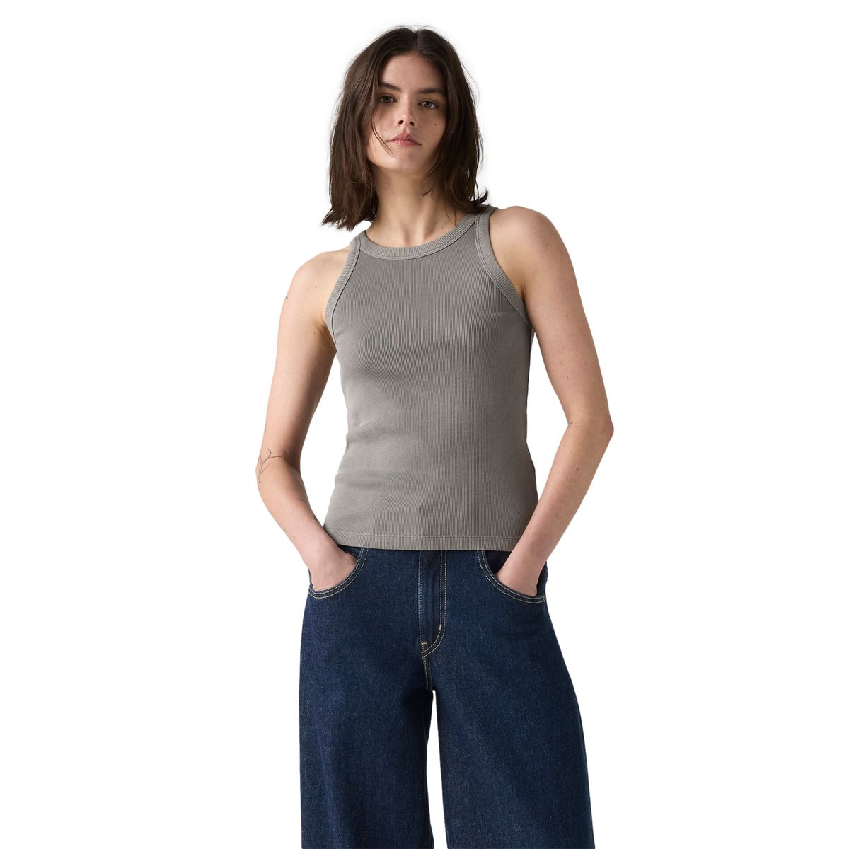 LEVIS - Polo Mujer Essential Racer Tank Gris Levis