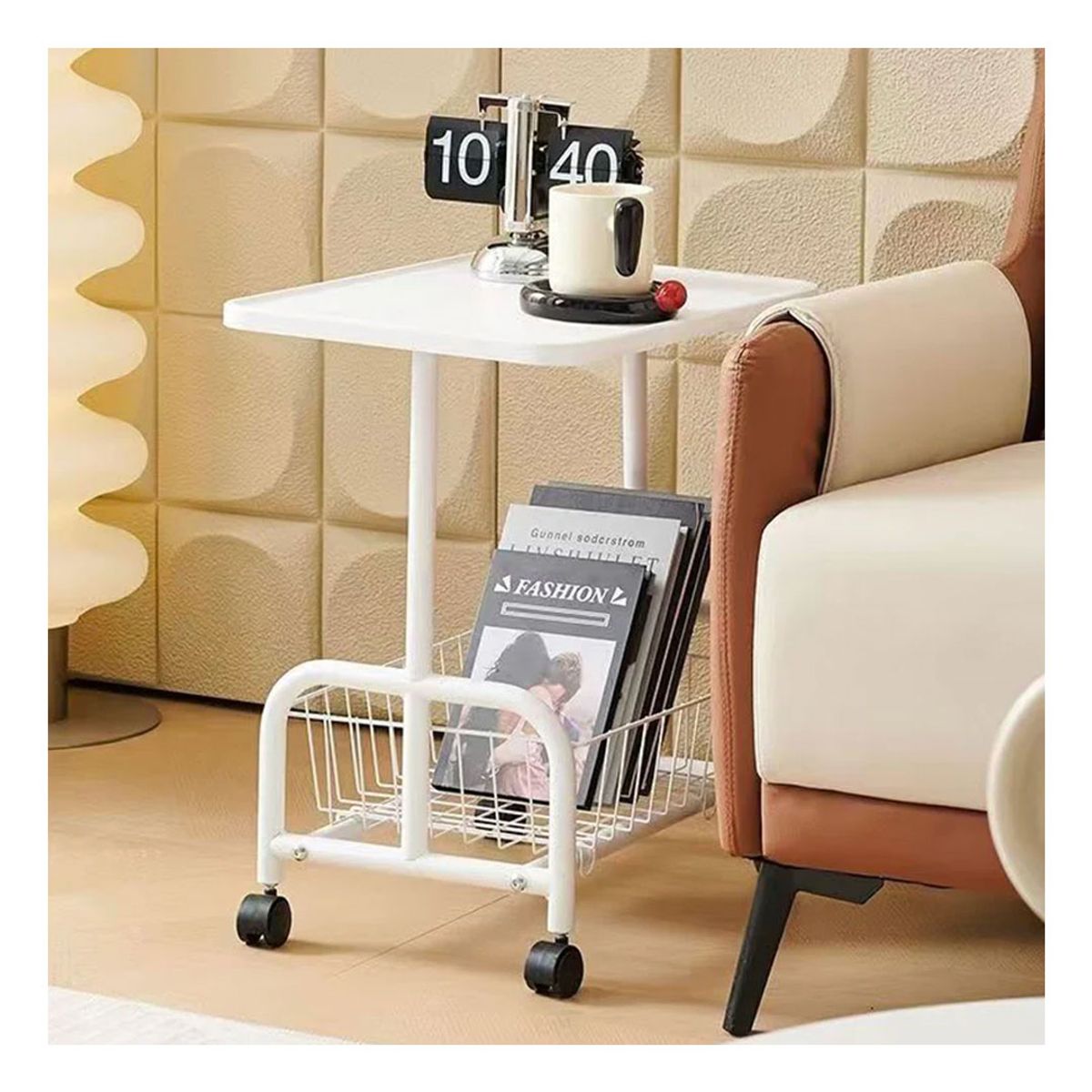 GENERICO - Mesa Portatil De Madera Con Divisiones Ruedas Blanca C2727