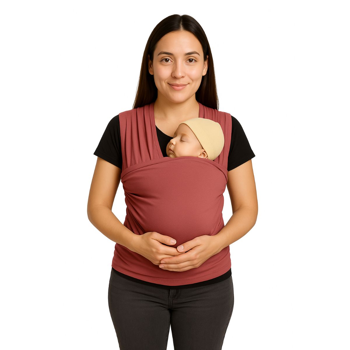 CERDITA - FULAR PARA BEBÉ CON BOLSILLO COLOR CORAL