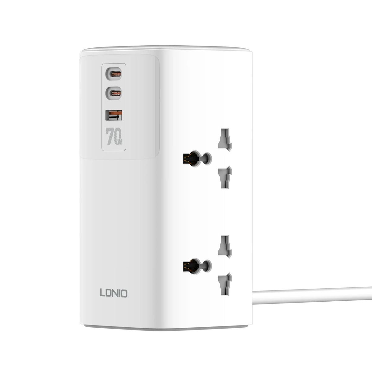 LDNIO - Tomacorriente Extensión Carga Rapida 70w Ldnio Usb SC4383 Blanco