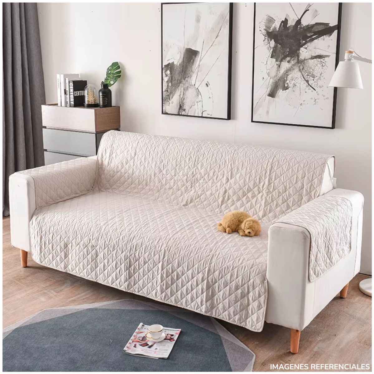 GENERICO - Cobertor Protector de Sofá Reversible de 2 Cuerpo Hueso