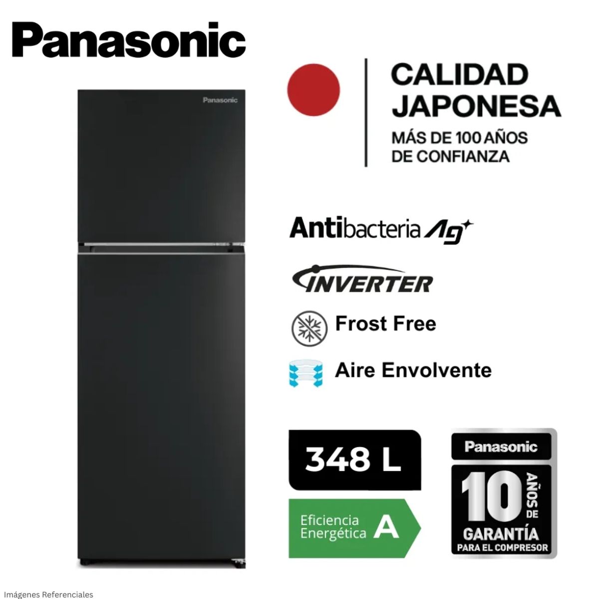 PANASONIC - Refrigeradora Panasonic 348 Lt Top Freezer No Frost - NR-BT33PV1BD