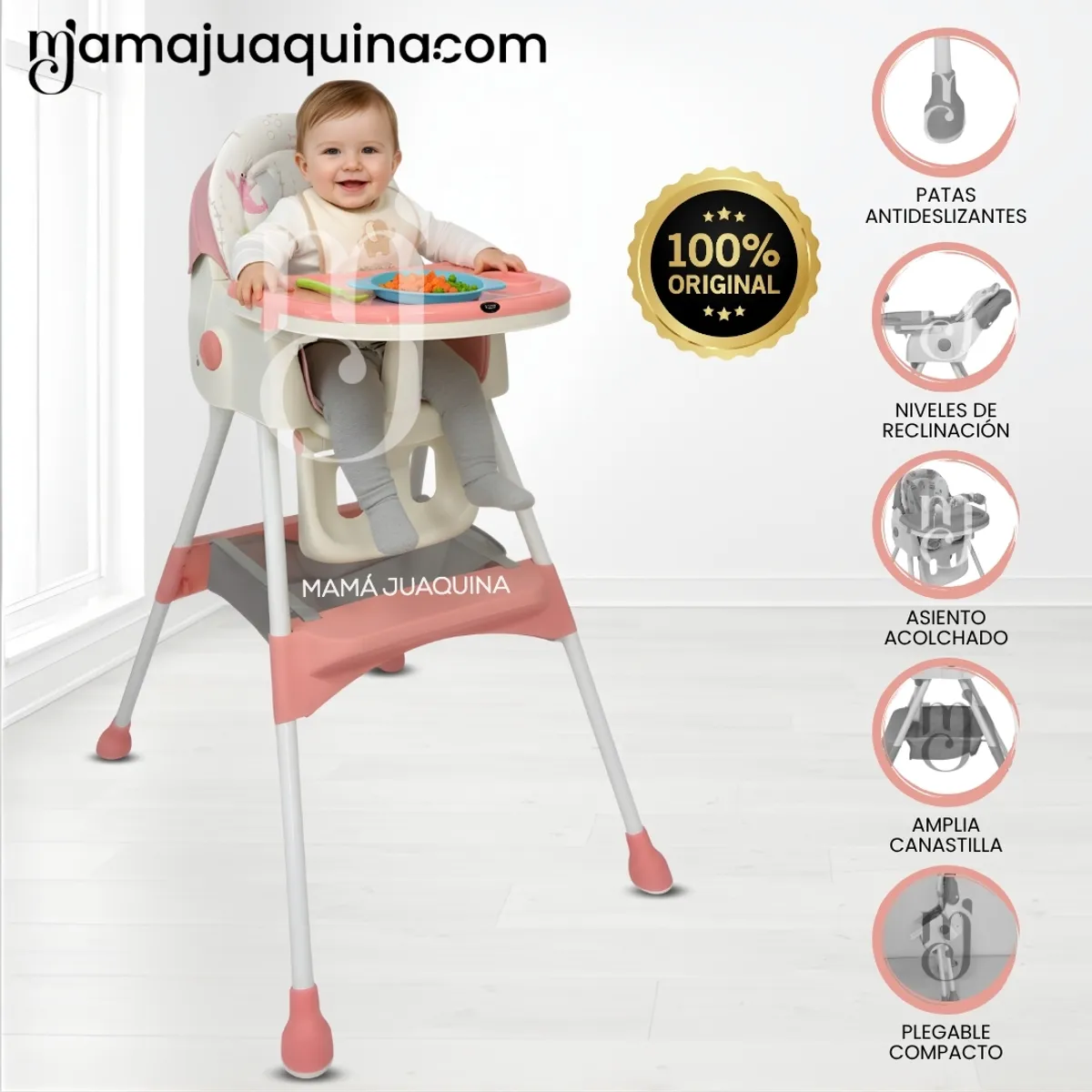 BABY - Silla de Comer Didactico «ARIS» con juguete Pink