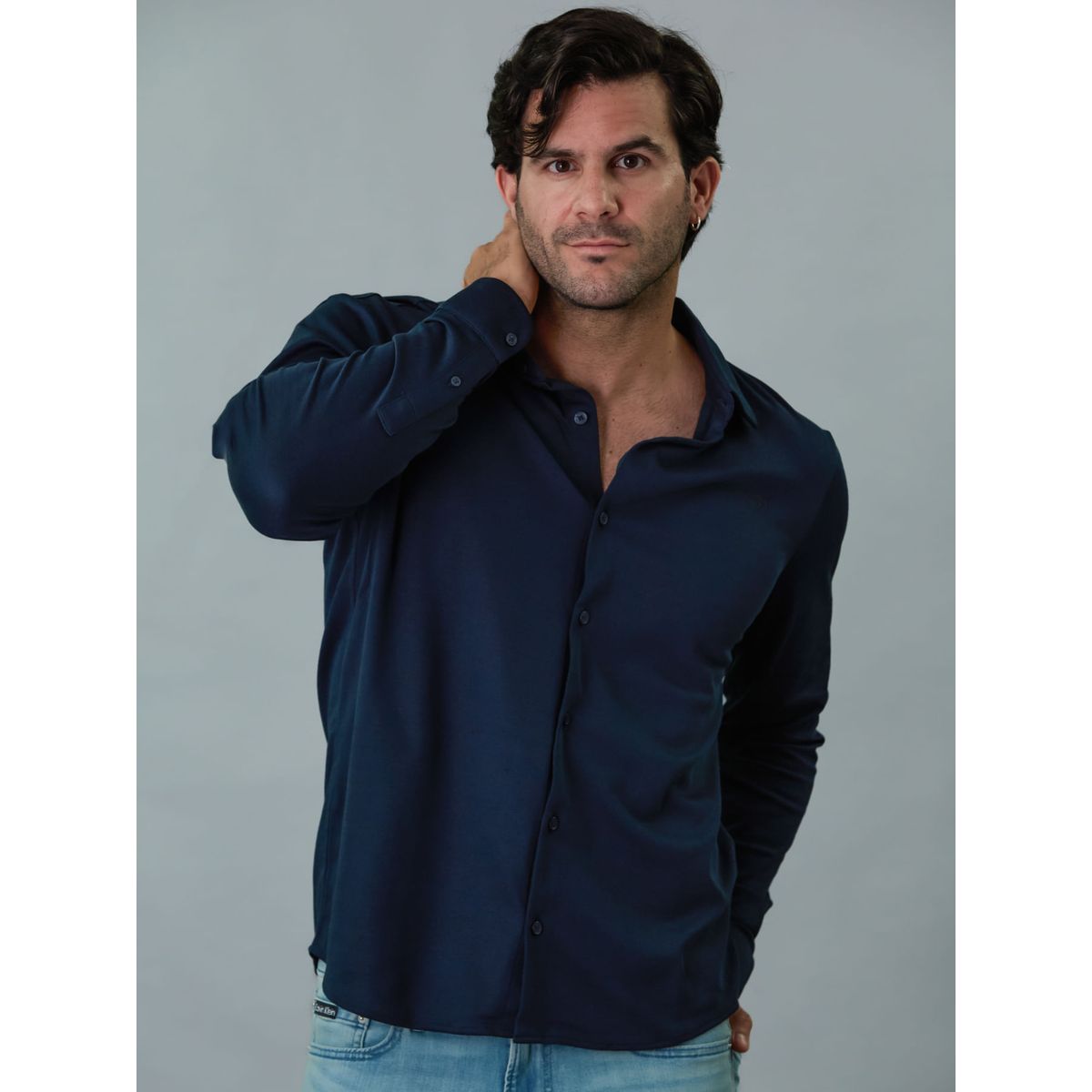 CALVIN KLEIN - CAMISA LS INTERLOCK KNIT SHIRT