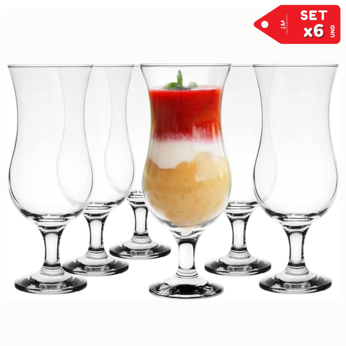 INSPIRA - Set de Copas Hurricane de Vidrio x6