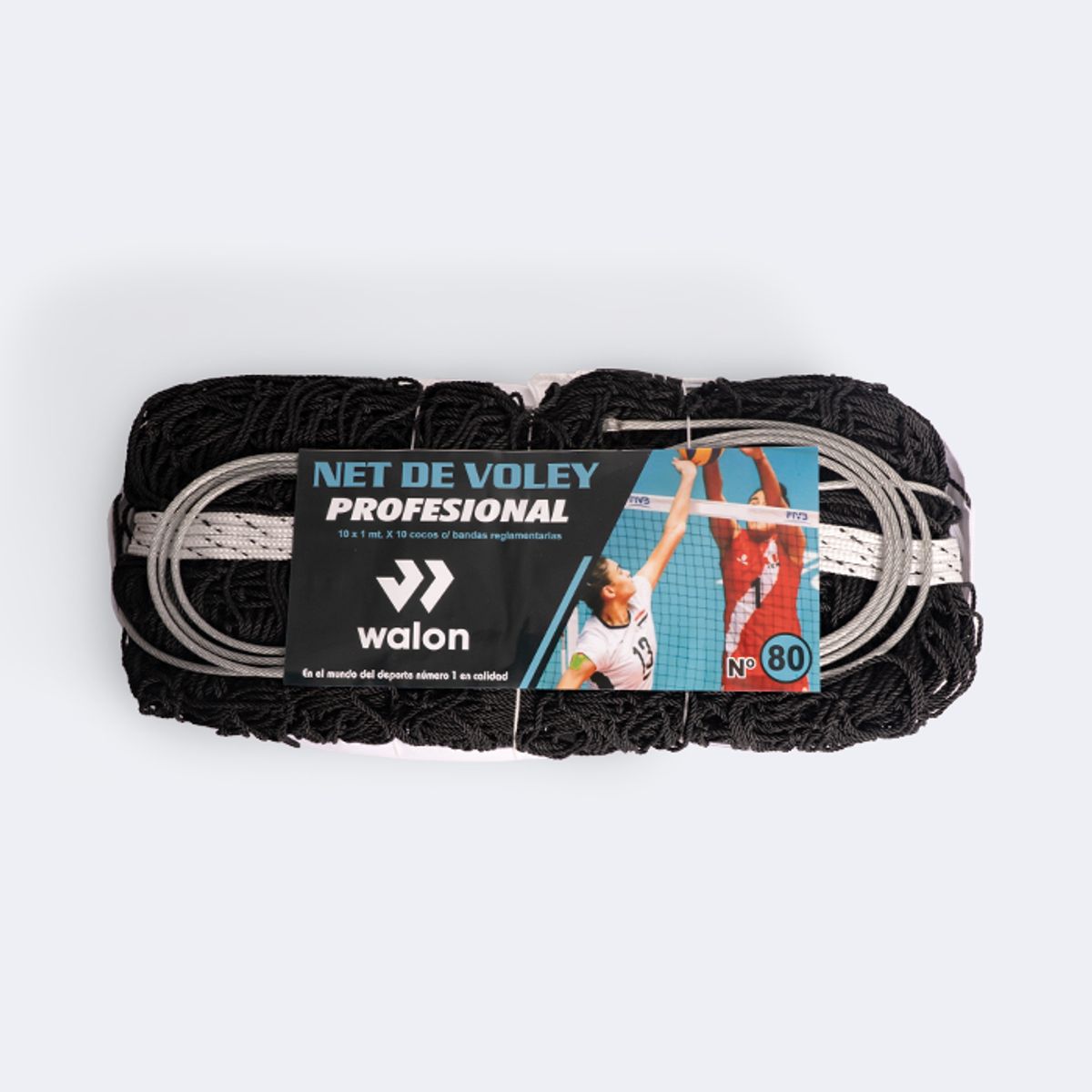 WALON - NET DE VOLEY PROFESIONAL 80 CABLE DE ACERO - 10 X 1 X 10 COCOS