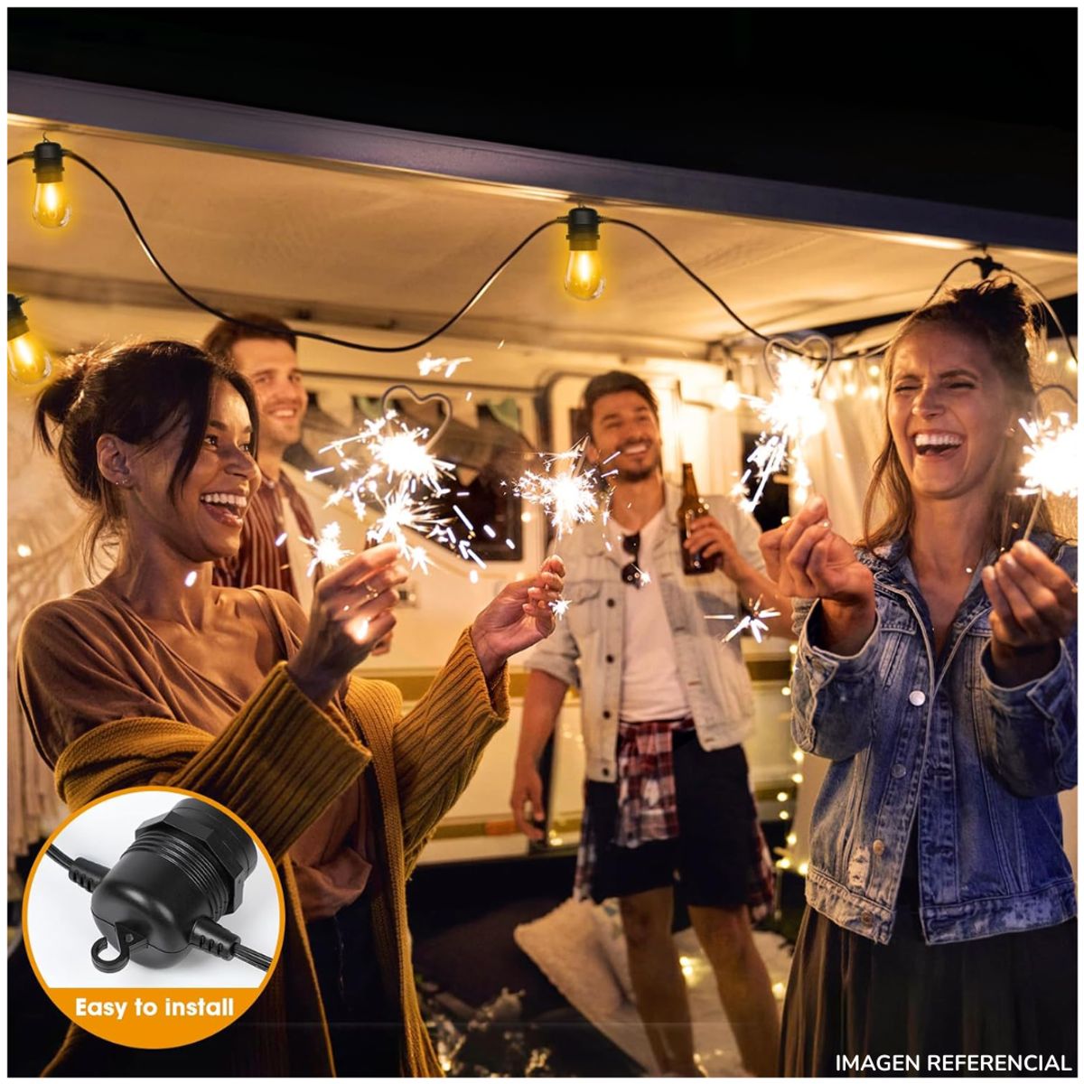 INSPIRA - Guirnalda Colgante Cadena Exterior Interior 5M con 10 Focos