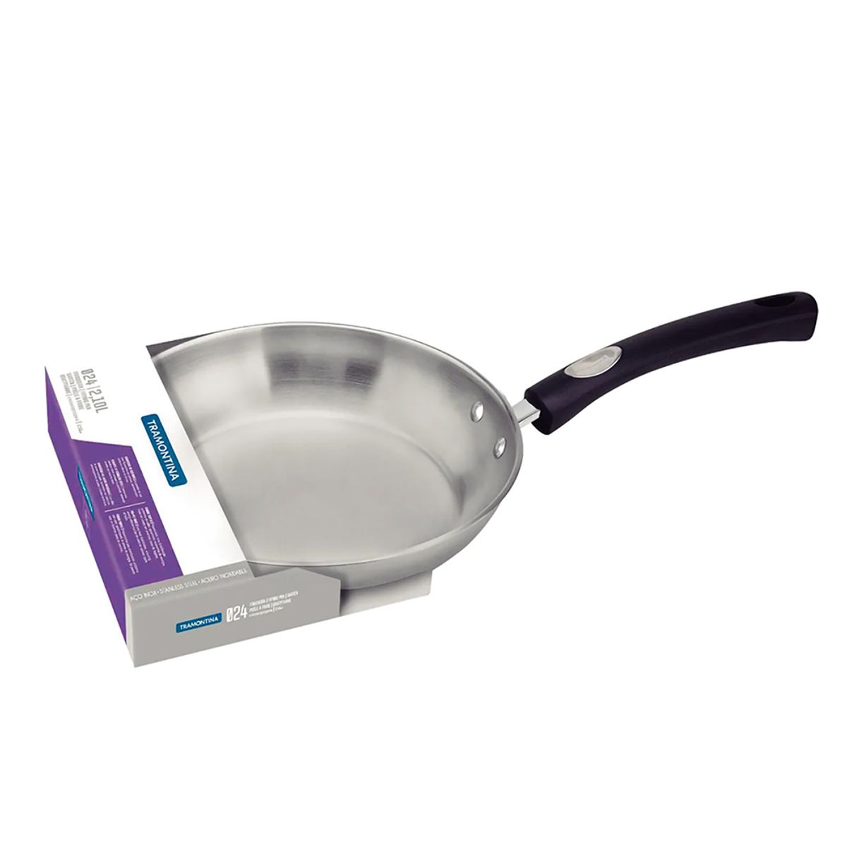 TRAMONTINA - Sartén 24 cm Tramontina Acero Inoxidable 2.1 L Solar Silicone 62135/240