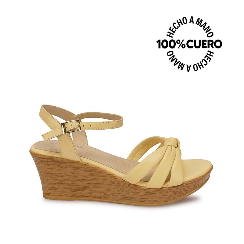 VIALE - Sandalia Dorsay Casual ECO-2602 Mantequilla Viale Cuero