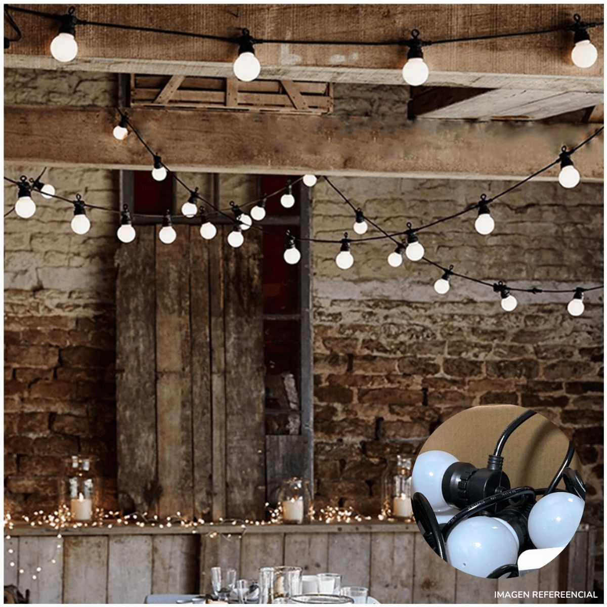 INSPIRA - Guirnalda de Luces LED 5M con 10 focos Blancos Luz Cálida