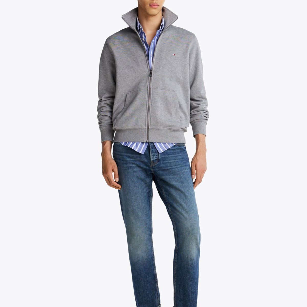 TOMMY HILFIGER - SWEATSHIRT ESSENTIAL TERRY ZT STAND COLLA TH