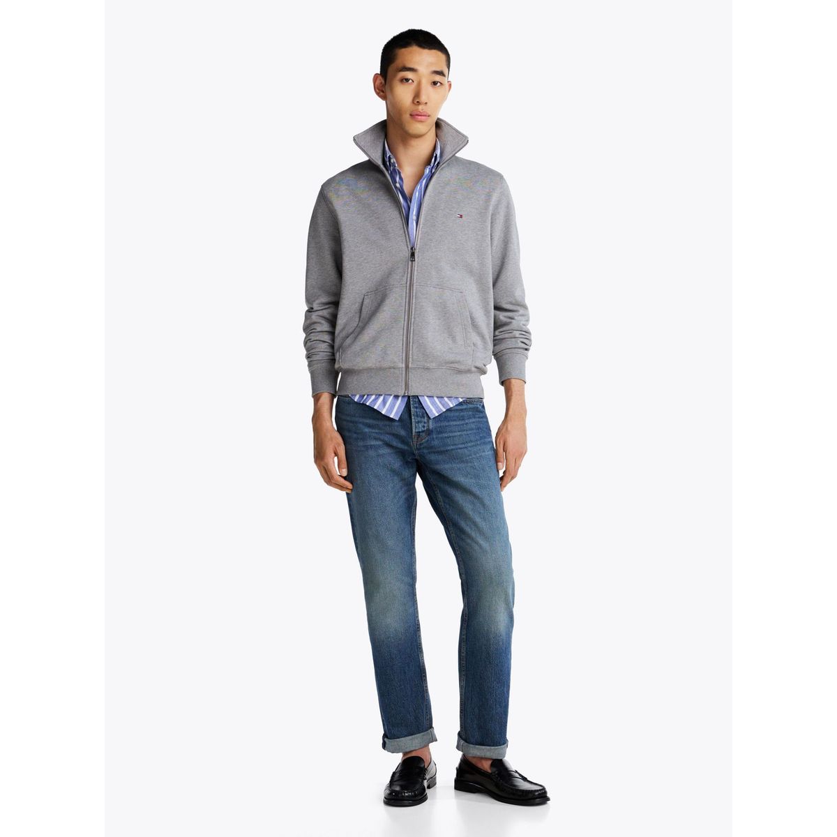 TOMMY HILFIGER - SWEATSHIRT ESSENTIAL TERRY ZT STAND COLLA TH