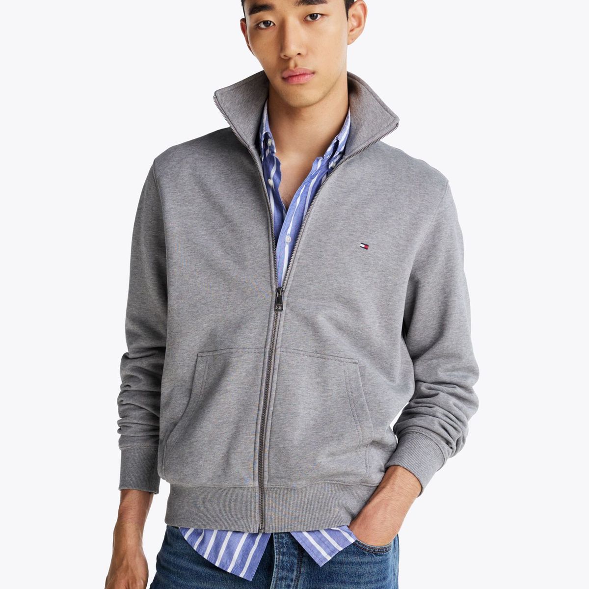 TOMMY HILFIGER - SWEATSHIRT ESSENTIAL TERRY ZT STAND COLLA TH