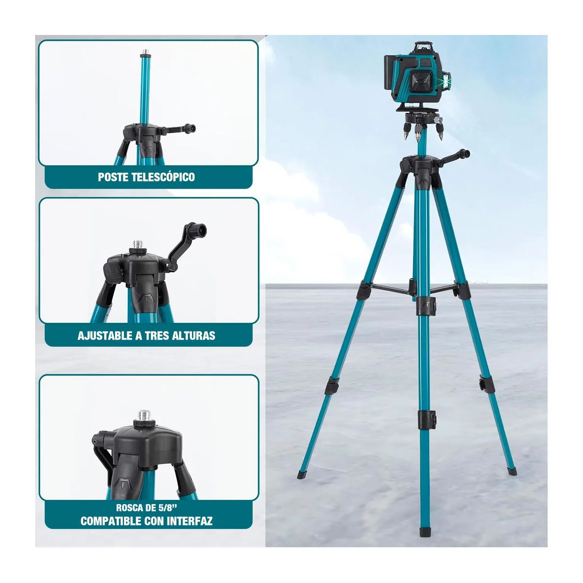 XTD - Nivel Laser Verde 16 Lineas 4D 360 Digital Indicador Carga Tripode