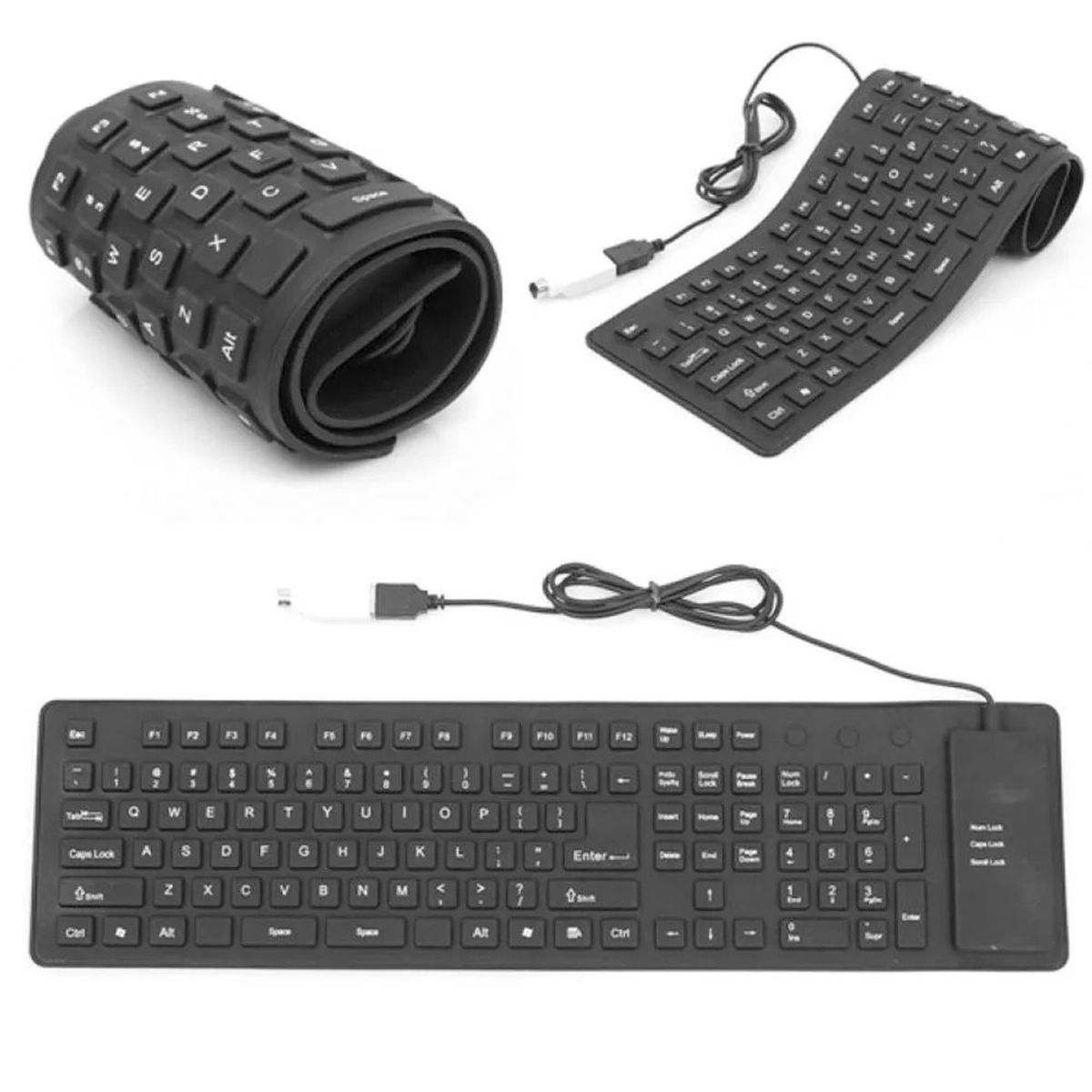 GENERICO - Teclado Numérico Flexible De  Silicona Impermeable USB PC ANDROID IOS