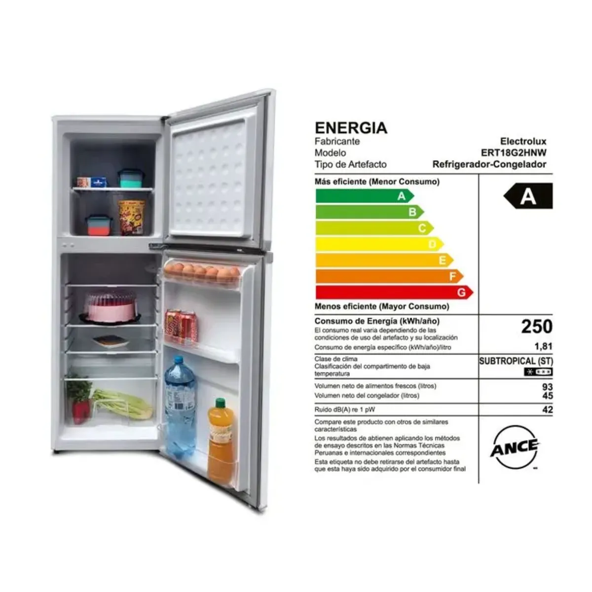 ELECTROLUX - Refrigeradora Electrolux Top Mount Frost 138L Blanco ERT18G2HNW