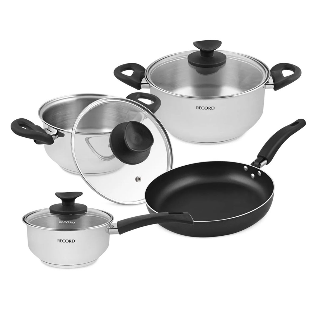 RECORD - JUEGO DE OLLAS RECORD ENCANTO DE ACERO INOXIDABLE 7 PIEZAS
