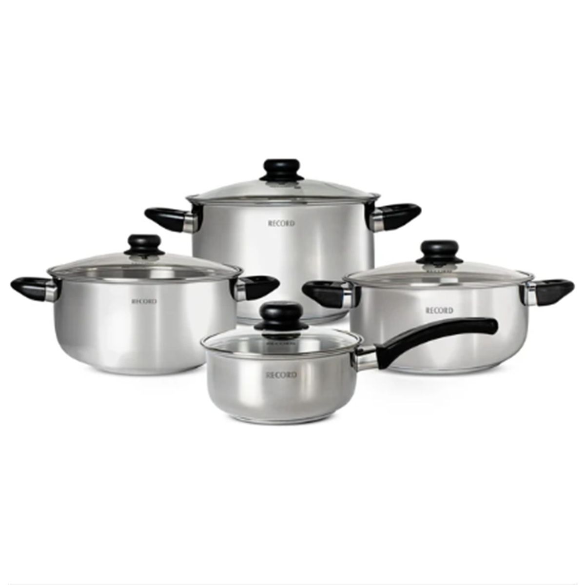 RECORD - JUEGO DE OLLAS RECORD MORELIA DE ACERO INOXIDABLE 8 PIEZAS
