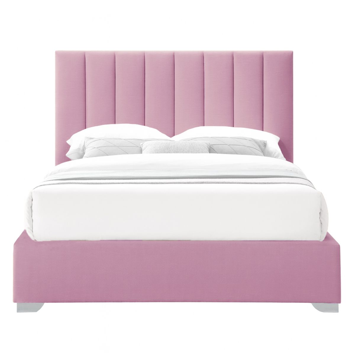 GENERICO - Cama Tapizada Listón Clavel Rosado 2 Plazas