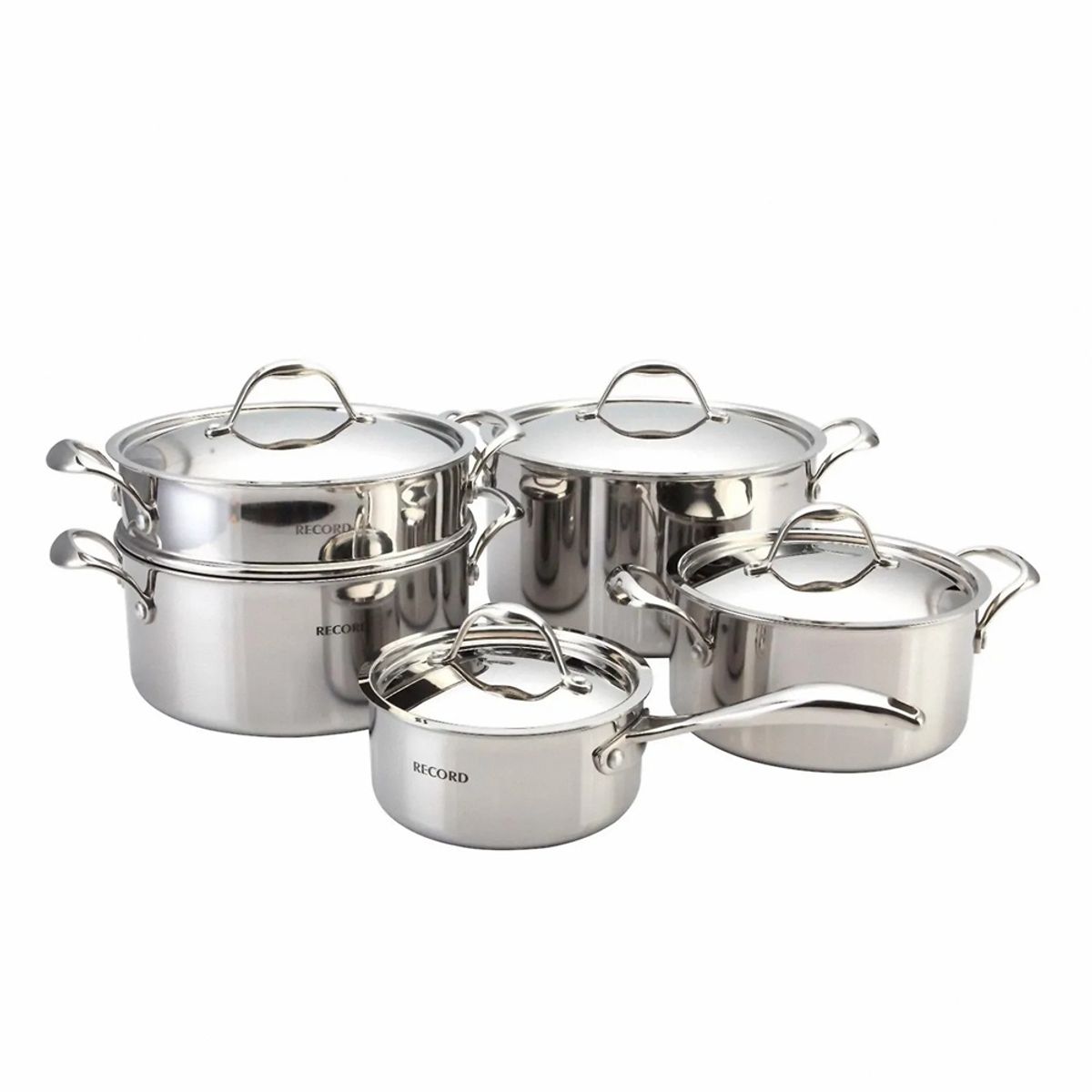 RECORD - JUEGO DE OLLAS RECORD PIACCERE DE ACERO INOXIDABLE 9 PIEZAS