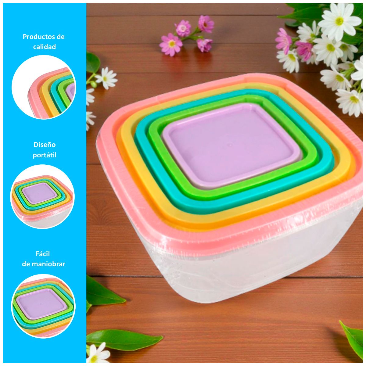 GENERICO - Tapper Recipiente De Plastico Set x5